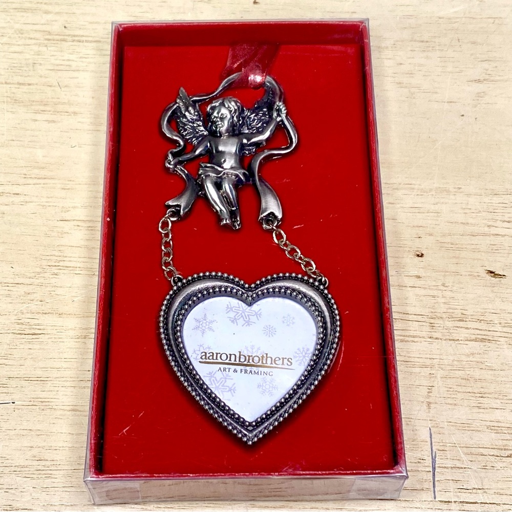 Aaron Brothers Picture Frame Angel Ornament Pewter